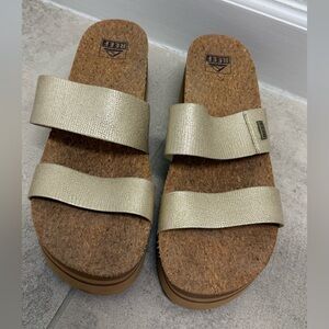 Reef Metallic Gold Slide Sandals